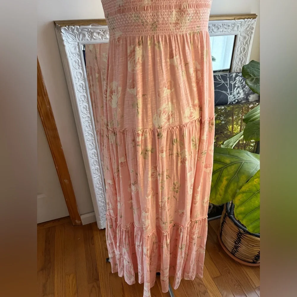 LoveShackFancy Chessie Maxi Dress Ballet Pink Floral Smocked M Cottagecore - Picture 8 of 10